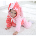 Suave bebé franela mameluco Animal Onesie Trajes de pijamas Traje, ropa de dormir, lindo paño rosa, bebé con capucha toalla